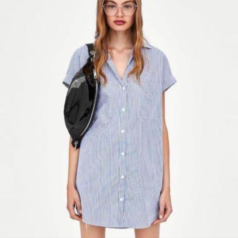 Zara Short Sleeve Dress-Shirt with Hand Pockets. Relaxed Fit. Like New 🦋